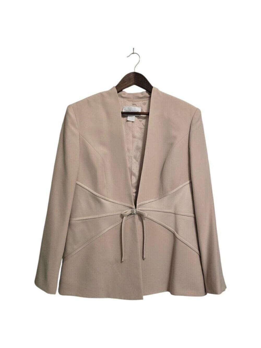 David's Bridal Tan Formal Wedding Satin & Stone Detail Jacket Sz 10